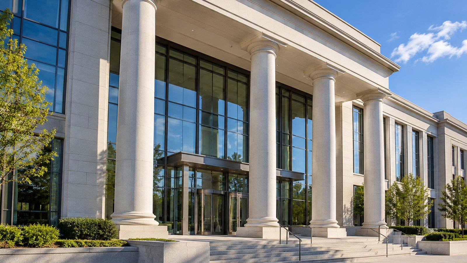 A bank building facade (illustrative)
